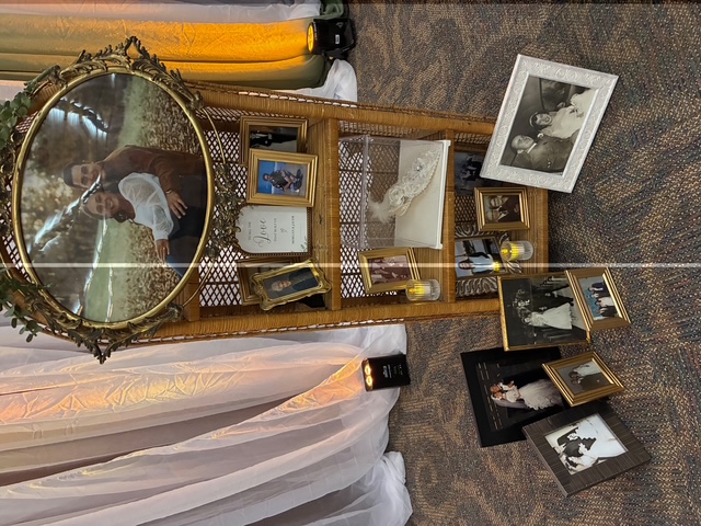 Wedding memory shelf with photos