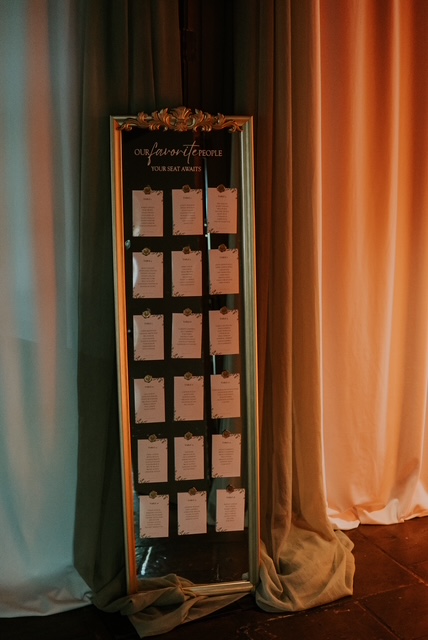 Wedding seating chart mirror