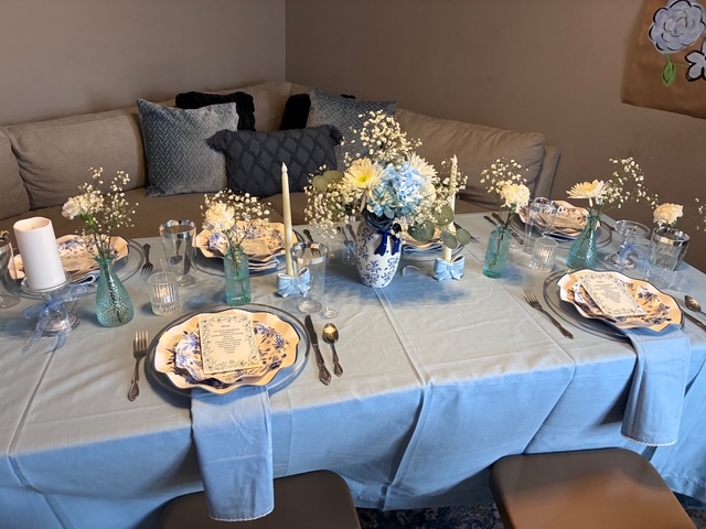Baby shower table setting blue