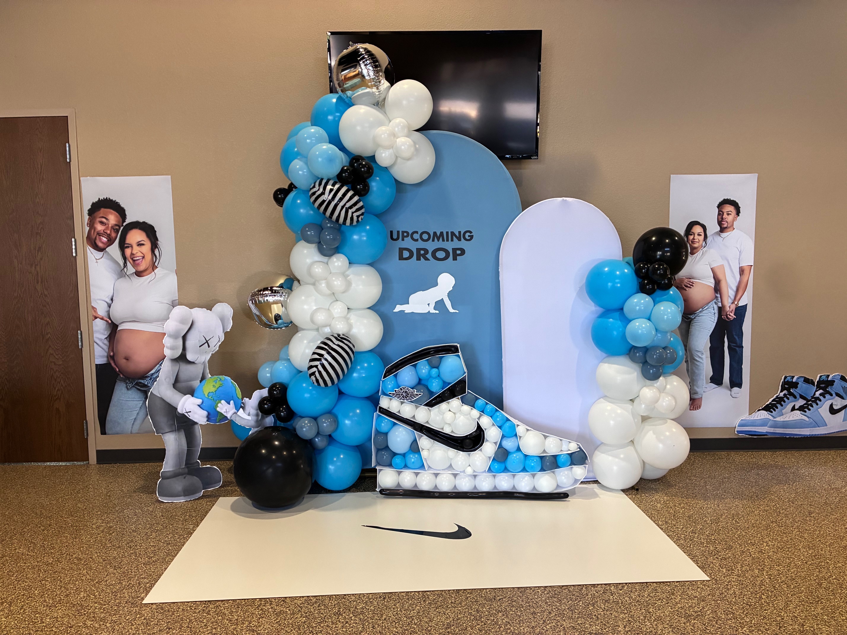 Sneaker themed baby shower backdrop