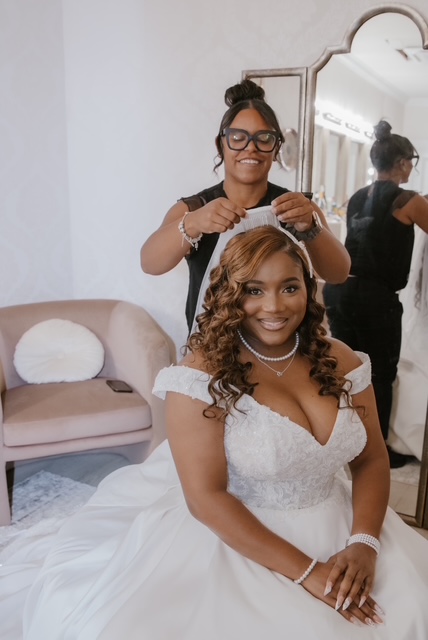 Amber with bride getting ready